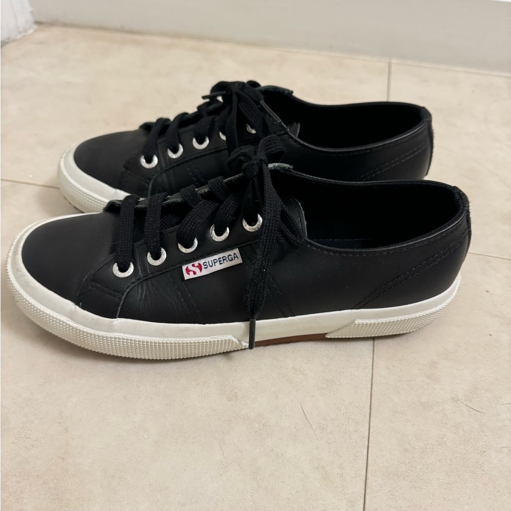 Black Leather Sneakers